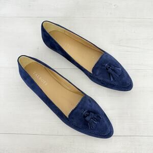 Talbots Francesca Driving Moccasins Loafer 9.5 AA Suede Tassel Pointed Toe Navy
